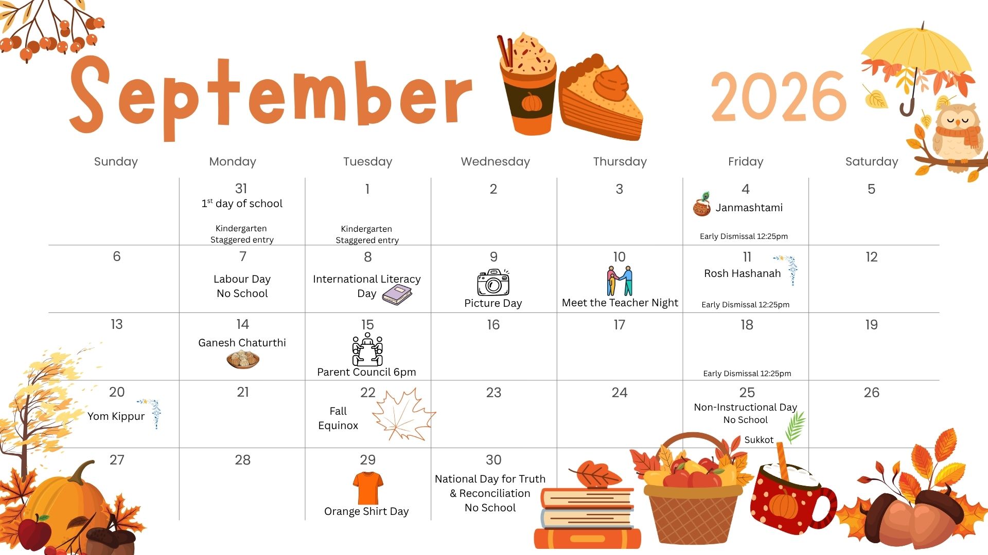 Falconridge Family Calendar September 2026